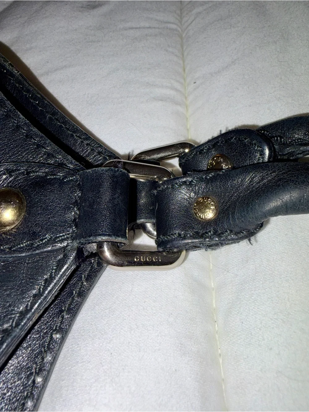 Gucci Black Leather Shoulder Bag with Gold Hardware